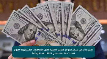 تغير جديد في سعر الدولار مقابل الجنيه خلال التعاملات المسائية لليوم السبت 16 أغسطس 2025.. فما قيمته؟